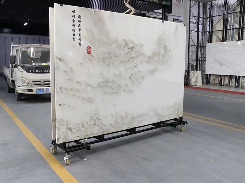 natural marble display steel frame 